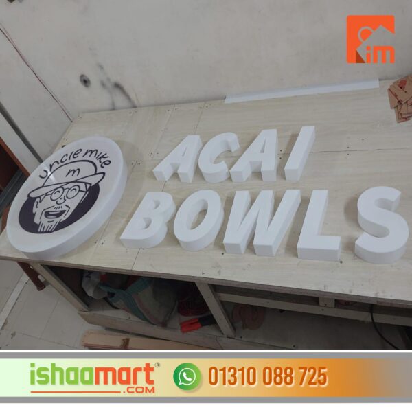 acrylic sign board with led sign in dhaka