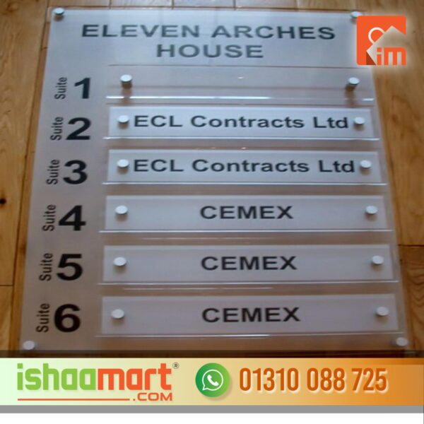 Office 3D Glass Acrylic Sign Board in Bangladesh