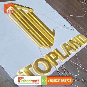 Stainless Steel Incandescent Golden Backlit Sign Board